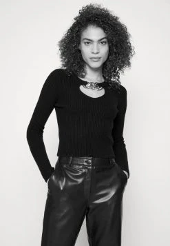 MICHAEL Michael Kors Damen CHAIN CUT OUT CROP - Strickpullover - Black -MICHAEL Michael Kors Geschäft 00866cf88f9a461a8a79f3a4b09ace2b