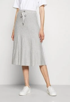 MICHAEL Michael Kors Damen LOGO TAPE MIDI SKIRT - A-Linien-Rock - Pearl Heather