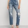 MICHAEL Michael Kors Damen DISTRESSD - Jeans Straight Leg - Auth Blue