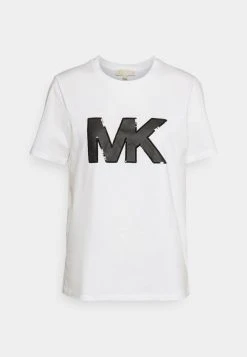MICHAEL Michael Kors Damen SEQN LOGO TEE - T-Shirt Print - White -MICHAEL Michael Kors Geschäft 26921d9933e74e53898af8f644d12924