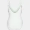 MICHAEL Michael Kors Damen ICONIC SOLIDS SASH LOGO V NECK ONEPIECE - Badeanzug - White