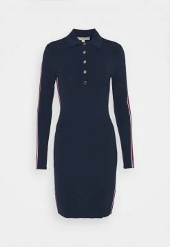 MICHAEL Michael Kors Damen LOGO TAPE SPLIT HEM DRESS - Etuikleid - Midnightblue -MICHAEL Michael Kors Geschäft 309d9ed0a95d4d4c984eed48a59dd910