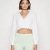 MICHAEL Michael Kors Damen PALM EYELET CROP TOP - Langarmshirt - White -MICHAEL Michael Kors Geschäft 3481332e0bc84cbab0f6841c828913e2