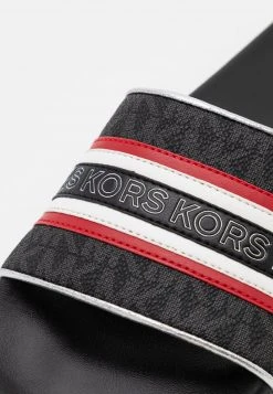 MICHAEL Michael Kors Damen GIMORE SLIDE - Pantolette Flach - Black/crimson -MICHAEL Michael Kors Geschäft 37f3b5e85b224da4a34443c963d0523c