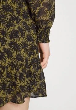 MICHAEL Michael Kors Damen PALMETTO SMOCK DRESS - Freizeitkleid - Smoky Olive -MICHAEL Michael Kors Geschäft 464064d54cd848b68dcc2915284781f2