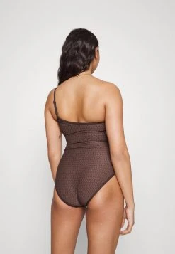 MICHAEL Michael Kors Damen SIGNATURE LOGO ONE SHOULDER ONEPIECE - Badeanzug - Chocolate -MICHAEL Michael Kors Geschäft 4df37681a92e463b818008f461476ac5