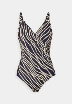 MICHAEL Michael Kors Damen DIAGONAL BELT LOGO RING SURPLUS - Badeanzug - Navy -MICHAEL Michael Kors Geschäft 713cd576cb8444adbe0194a6a01a6376