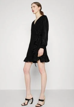 MICHAEL Michael Kors Damen CLIP WRAP - Cocktailkleid/festliches Kleid - Black -MICHAEL Michael Kors Geschäft 72141bf7769344839e9a44b07bfa4372