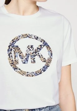 MICHAEL Michael Kors Damen CIRCLE LOGO TEE - T-Shirt Print - White -MICHAEL Michael Kors Geschäft 770a24c602644420b4e57668f9d0508d