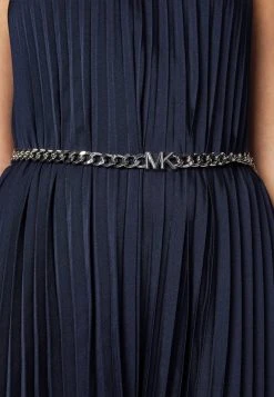 MICHAEL Michael Kors Damen PLEATED SLIP MIDI DRESS - Cocktailkleid/festliches Kleid - Midnightblue -MICHAEL Michael Kors Geschäft 7a4ef583b3f24fab8315d3b49d2062c8
