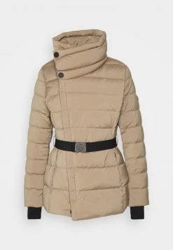 MICHAEL Michael Kors Damen ULTRA BELTED HORIZONTAL QUILTED JACKET - Daunenjacke - Taupe -MICHAEL Michael Kors Geschäft 7a9178acab274fa8a2a8340775c1e1a4