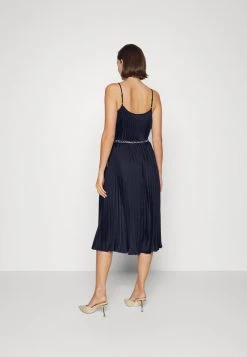 MICHAEL Michael Kors Damen PLEATED SLIP MIDI DRESS - Cocktailkleid/festliches Kleid - Midnightblue -MICHAEL Michael Kors Geschäft 7bced586125d480081cca79e509a9314
