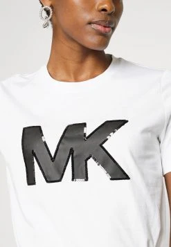 MICHAEL Michael Kors Damen SEQN LOGO TEE - T-Shirt Print - White -MICHAEL Michael Kors Geschäft 8ea9e3ae0feb4cc0bb198cb456f44db0