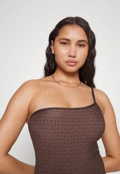 MICHAEL Michael Kors Damen SIGNATURE LOGO ONE SHOULDER ONEPIECE - Badeanzug - Chocolate -MICHAEL Michael Kors Geschäft 9555b64f8ece41bb85767e572a1aa52c