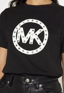 MICHAEL Michael Kors Damen STUD CIRCLE LOGO TEE - T-Shirt Print - Black -MICHAEL Michael Kors Geschäft 95f1b2ab06cf47c486ece4c835a9c5f3