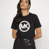 MICHAEL Michael Kors Damen STUD CIRCLE LOGO TEE - T-Shirt Print - Black -MICHAEL Michael Kors Geschäft 98833cfc5aa443e1bd698f88effdb494
