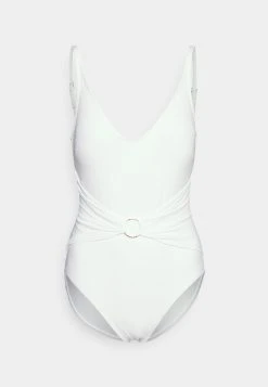 MICHAEL Michael Kors Damen ICONIC SOLIDS SASH LOGO V NECK ONEPIECE - Badeanzug - White -MICHAEL Michael Kors Geschäft 9d5c92201af04b778e238614a3b2c767