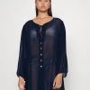 MICHAEL Michael Kors Damen LARGE GROMMET BUTTON FRONT COVERUP - Strandaccessoire - Navy -MICHAEL Michael Kors Geschäft ad2760159d4b4f8aa783649096c1e86e