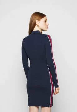 MICHAEL Michael Kors Damen LOGO TAPE SPLIT HEM DRESS - Etuikleid - Midnightblue -MICHAEL Michael Kors Geschäft bc0e62a8a7d04a139331da624442d287