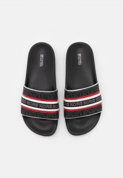 MICHAEL Michael Kors Damen GIMORE SLIDE - Pantolette Flach - Black/crimson -MICHAEL Michael Kors Geschäft c052cc0b1d1a49a483ba4dae955adede