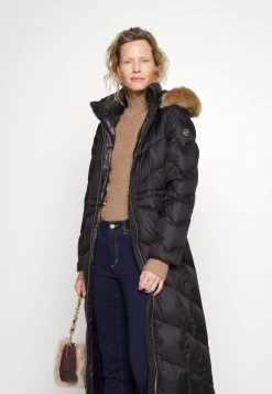 MICHAEL Michael Kors Damen DOG WALKER LENGTH BELTED COAT HOOD RIM - Daunenmantel - Black -MICHAEL Michael Kors Geschäft ce729fcc33554a3fbdb78ba7e80a5d37