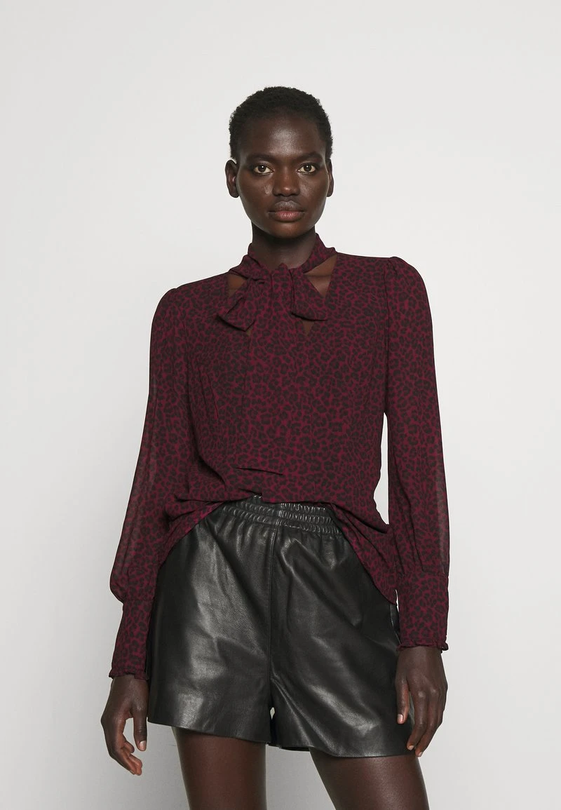 MICHAEL Michael Kors Damen CHEETAH TIE - Bluse - Dark Ruby 3 MICHAEL Michael Kors Damen CHEETAH TIE - Bluse - Dark Ruby
