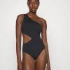 MICHAEL Michael Kors Damen LOGO CUT OUT ONE SHOULDER ONEPIECE - Badeanzug - Black