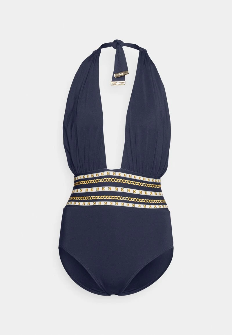MICHAEL Michael Kors Damen CHAIN BORDER CROSS FRONT HALTER ONEPIECE - Badeanzug - Navy 7 MICHAEL Michael Kors Damen CHAIN BORDER CROSS FRONT HALTER ONEPIECE - Badeanzug - Navy – Bild 5